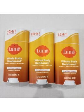 3pk - Lume Toasted Coconut Whole Body Deodorant Stick - 2.2 oz
